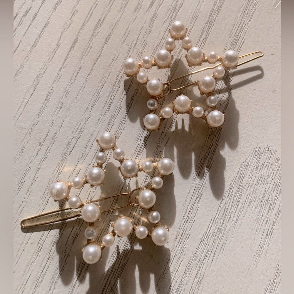 Elegant Pearl Star Hair Clips